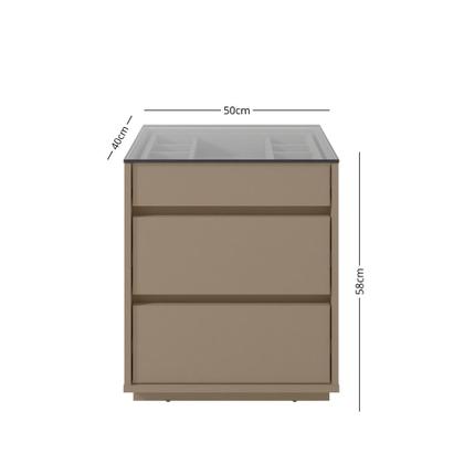 Imagem de Mesa de Cabeceira com Tampo de Vidro 3 Gavetas Belize Casa D