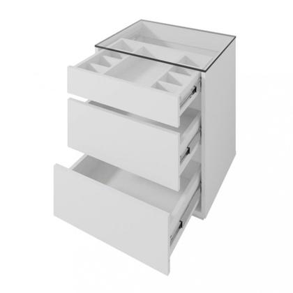 Imagem de Mesa de Cabeceira com Tampo de Vidro 3 Gavetas Belize Casa D