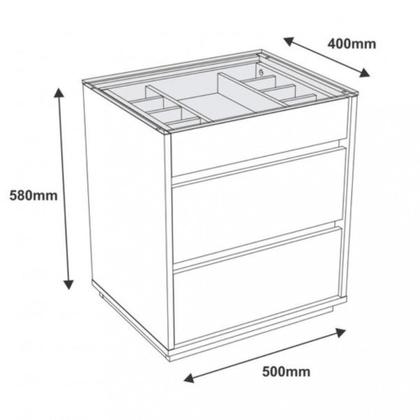 Imagem de Mesa de Cabeceira com Tampo de Vidro 3 Gavetas Belize Casa D