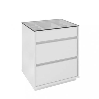 Imagem de Mesa de Cabeceira com Tampo de Vidro 3 Gavetas Belize Casa D