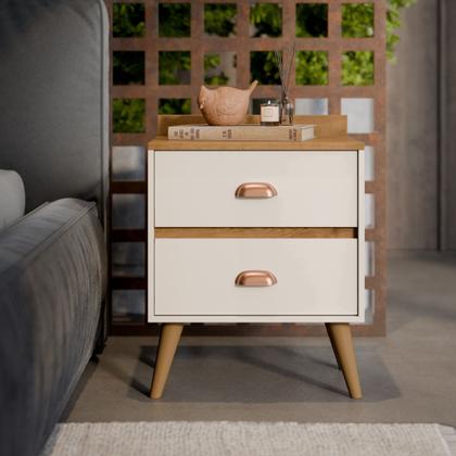 Imagem de Mesa de Cabeceira Compacta Retrô Mesinha Canto Cama Decore Quarto Com Gaveta - Madero New