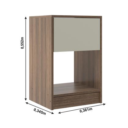 Imagem de Mesa de Cabeceira Cor Castanh/Off Retro com Gaveta e Nicho