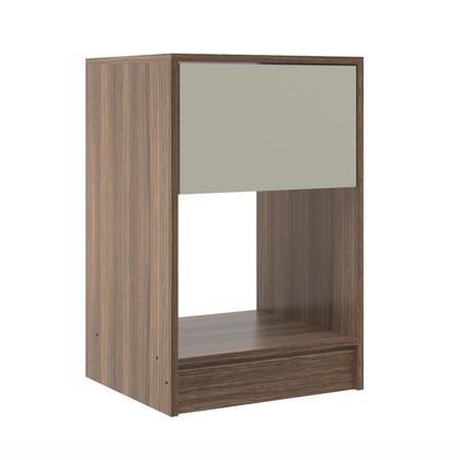 Imagem de Mesa de Cabeceira Cor Castanh/Off Retro com Gaveta e Nicho