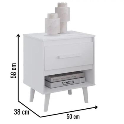 Imagem de Mesa de Cabeceira Criado Compacta com 1 gaveta e Nicho Mila