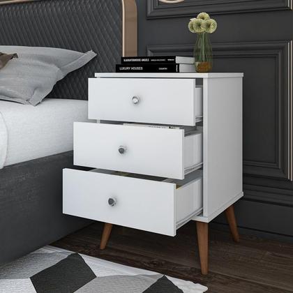 Imagem de Mesa de Cabeceira criado Mix 3 Gavetas pés em maderira maciça