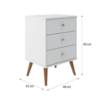 Imagem de Mesa de Cabeceira criado Mix 3 Gavetas pés em maderira maciça