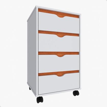 Imagem de Mesa de Cabeceira Criado Moderno Funcional Com 4 Gavetas e Rodinhas