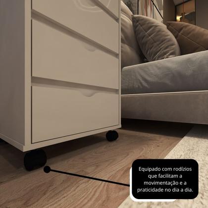 Imagem de Mesa de Cabeceira Criado Moderno Funcional Com 4 Gavetas e Rodinhas