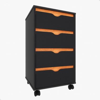 Imagem de Mesa de Cabeceira Criado Moderno Funcional Com 4 Gavetas e Rodinhas