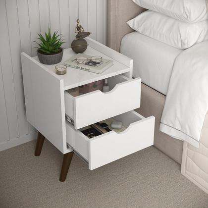 Imagem de Mesa De Cabeceira Criado para Quarto Cama Casal 2 Gavetas Juma