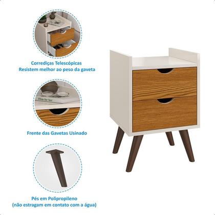 Imagem de Mesa De Cabeceira Criado para Quarto Cama Casal 2 Gavetas Juma