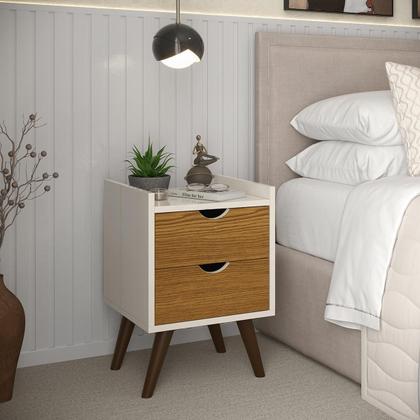 Imagem de Mesa De Cabeceira Criado para Quarto Cama Casal 2 Gavetas Juma