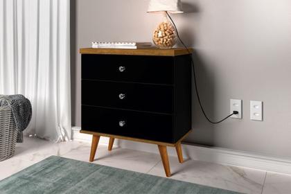 Imagem de Mesa De Cabeceira Criado Retrô Com 3 Gavetas Status