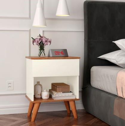 Imagem de Mesa De Cabeceira Criado Retrô Com Gaveta E Nicho Duda