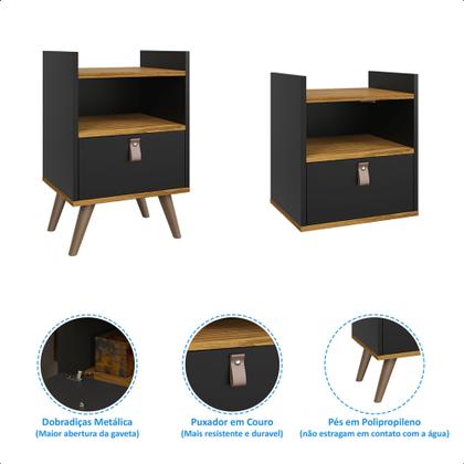 Imagem de Mesa de Cabeceira Criado Suspenso Flow Quarto Pés Retrô