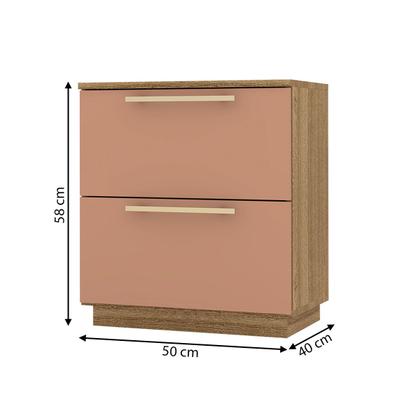 Imagem de Mesa de Cabeceira Denver 2 Gavetas Nature/Camarim - Pnr Móveis
