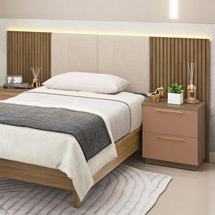 Imagem de Mesa de Cabeceira Denver 2 Gavetas Nature/Camarim - Pnr Móveis