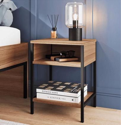 Imagem de MESA DE CABECEIRA DUO AÇO FERRO MDF ESTILO INDUSTRIAL CM02 Informar cor da estrutura e MDF via mensagem após a compra