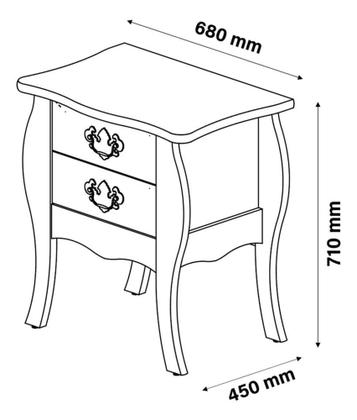 Imagem de Mesa De Cabeceira Em Mdf 2 Gavetas Bombê Premier- Cores