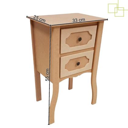 Imagem de Mesa de Cabeceira em MDF 2 Gavetas Decoração Quarto