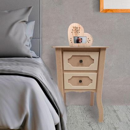 Imagem de Mesa de Cabeceira em MDF 2 Gavetas Decoração Quarto