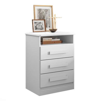 Imagem de Mesa de Cabeceira em MDF e MDP 3 Gavetas com Corrediça Telescópica 70x50x40cm Portugal Lanza