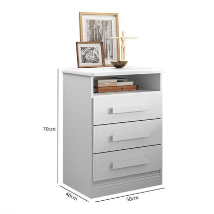 Imagem de Mesa de Cabeceira em MDF e MDP 3 Gavetas com Corrediça Telescópica 70x50x40cm Portugal Lanza