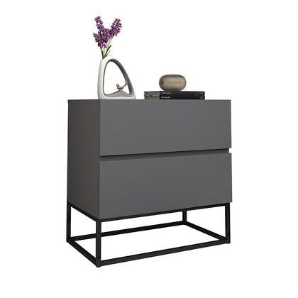 Imagem de Mesa De Cabeceira Eros 45 Cinza Com Pés Em Ferro Preto