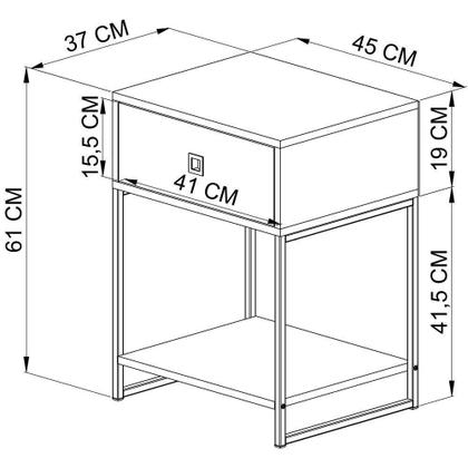 Imagem de Mesa De Cabeceira Estilo Industrial 01 Gvt P1026 Mell Grafite Pp Mell Grafite