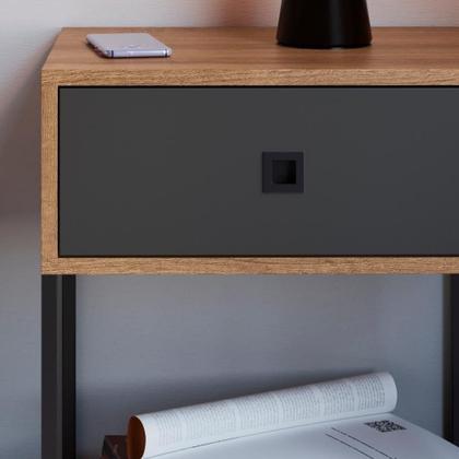 Imagem de Mesa De Cabeceira Estilo Industrial 01 Gvt P1026 Mell Grafite Pp Mell Grafite