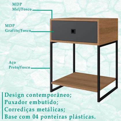 Imagem de Mesa De Cabeceira Estilo Industrial 01 Gvt P1026 Mell Grafite Pp Mell Grafite