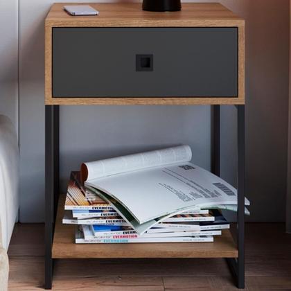 Imagem de Mesa De Cabeceira Estilo Industrial 01 Gvt P1026 Mell Grafite Pp Mell Grafite