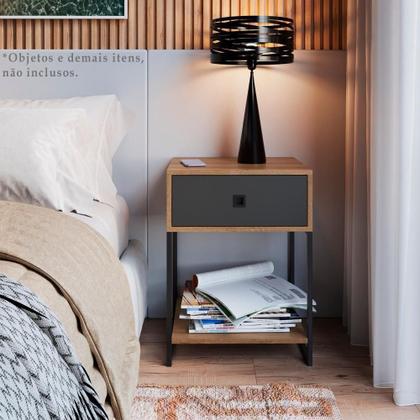 Imagem de Mesa De Cabeceira Estilo Industrial 01 Gvt P1026 Mell Grafite Pp Mell Grafite
