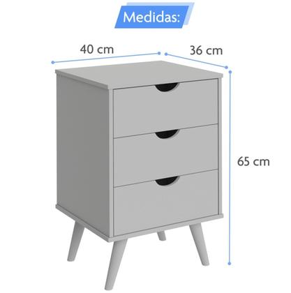 Imagem de Mesa De Cabeceira Estilo Retrô 3 Gavetas Grécia Plus