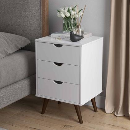 Imagem de Mesa De Cabeceira Estilo Retrô 3 Gavetas Grécia Plus