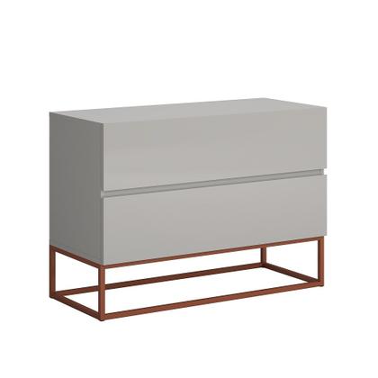 Imagem de mesa de cabeceira estilo retro com pe de ferro cobre para quarto cama casal eros 60cm design clean moderno