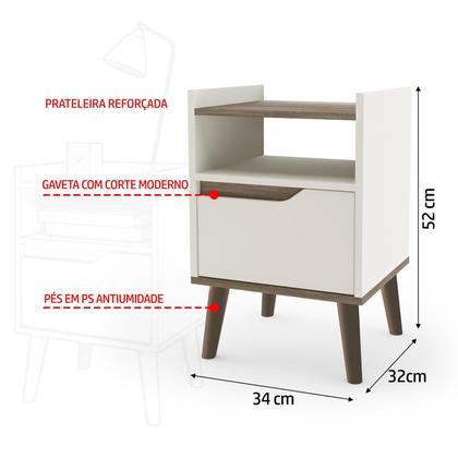Imagem de Mesa De Cabeceira Estilo Retrô Luxo 1 Gaveta Para Quarto Gabriela ENVIA SOMENTE 04 UN