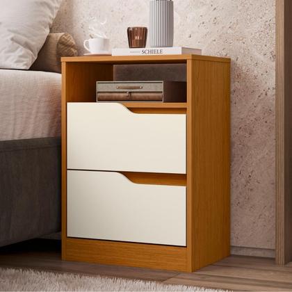 Imagem de Mesa de Cabeceira Flex 2 Gavetas Cantu Cinamomo Off White