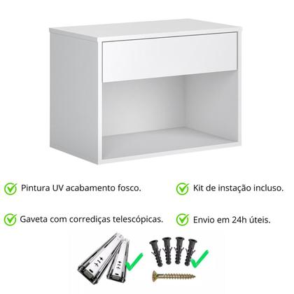 Imagem de Mesa De Cabeceira Flutuante Estreita Design Simples Com Nicho Quarto Compacto mesa de cabeceira Lindo Retro