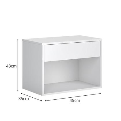 Imagem de Mesa De Cabeceira Flutuante Estreita Design Simples Com Nicho Quarto Compacto mesa de cabeceira Lindo Retro