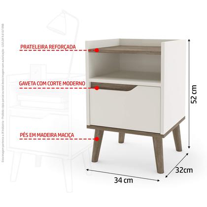 Imagem de Mesa de Cabeceira Gabriela 1 Gaveta Off White - Pek Móveis