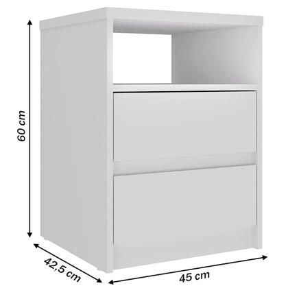 Imagem de Mesa de Cabeceira Gales 2 Gavetas 100% Mdf Branco - Mambel
