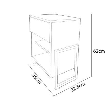 Imagem de Mesa de Cabeceira Gaya 1 Gaveta Cinza Base Indústrial Dourada - Belliv Decor