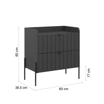 Imagem de mesa de cabeceira grafite moderna moriah 60cm alto padrão