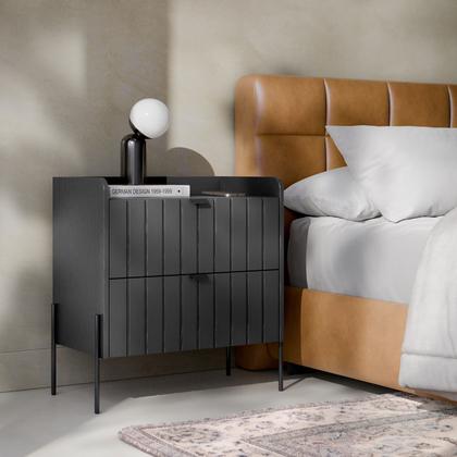 Imagem de mesa de cabeceira grafite moderna moriah 60cm alto padrão