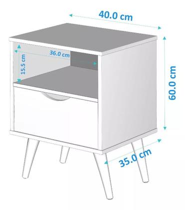Imagem de Mesa De Cabeceira Grécia 1 Gaveta Com Nicho Estilo Retro