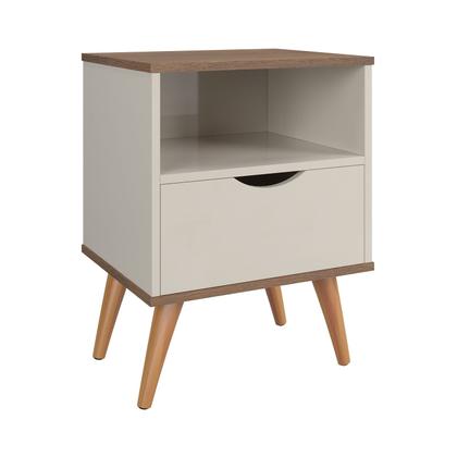 Imagem de Mesa de Cabeceira Grécia 1 Gaveta Off White com Canela