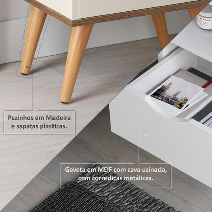 Imagem de Mesa de Cabeceira Grécia Moderna para quarto com 1 gaveta - Branco