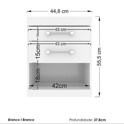 Imagem de mesa de cabeceira Havana Plus 2 Gavetas Branco/Fucsia - Santos Andirá