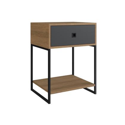 Imagem de Mesa de cabeceira industrial p1026 mel grafite